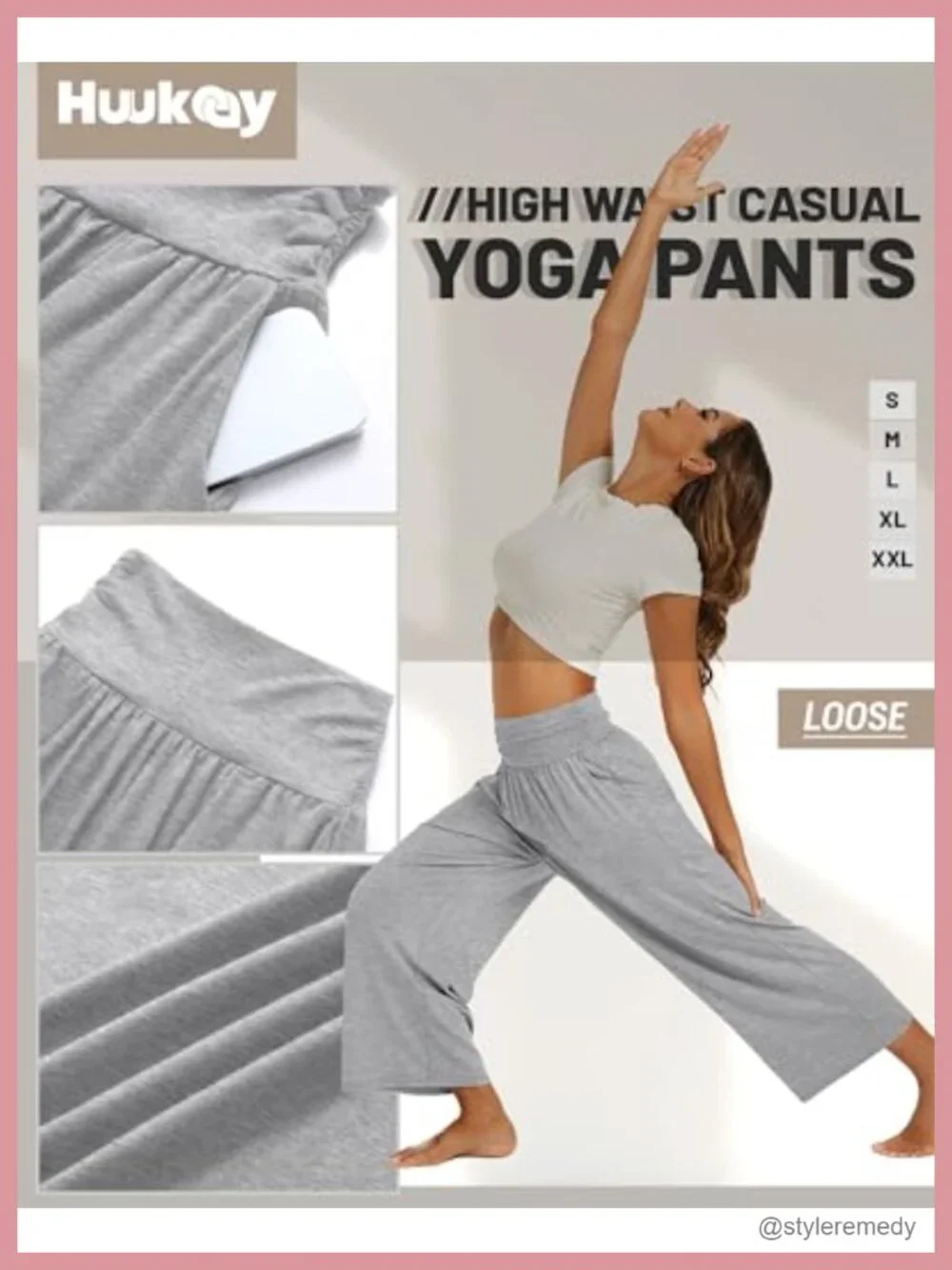 Wide Leg Capri Pants High Waist Pleated Yoga Lounge 3 Pack